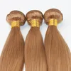 Цвет 27 Клубничные блондинки волосы Weaves Brazilian прямые человеческие наращивания волос Remy пакеты волос 100 г / шт.
