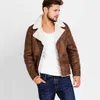 PU cuir décontracté homme vestes chaud fourrure doublure zipperrevers cuir moto manteau 2020 vêtements d'extérieur à manches longues PU manteaux vestes