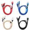 1.2m 3 in 1 Phone Cables Nylon Braided Multi USB Fast Charging Micro Type-C Cable For Xiaomi Samsung Android Phone Charger Cord