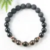 MG0956 Svart Tourmaline eterisk olja Diffuser Armband Ångestlindring Lava Stone Womens Mystic Yoga Wrist Mala Armband