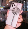 Mode cristal de diamant strass de luxe camélia fleur téléphone transparent clair pour iPhone 11 pro max x xr xs max 6 7 8 plus