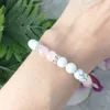 MG0944 Natuurlijke witte Howlite Girls Armband Heart Chakra Love Lucky Armband Healing Rose Quart Z Dainty Yoga Mala Armband