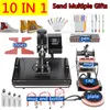 الطابعات 10 في 1 Combo Heat Press Machine طابعة نقل التسامي الحراري لـ Capmugbottletshirts Phone Casepenkeychai9200284