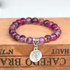 Dragon Vein Agates Bracelet Cristaux Naturels Pierre Ronde Perle Bracelet 8mm Pour La Prière Musulmane Arbre De Vie Violet