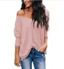 Suéteres de mujer, jersey con cuello en V a la moda, prendas de vestir de primavera de manga larga, blusas para mujer, sudadera holgada, camiseta interior para niña, ropa superior LSK1216