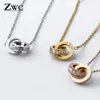 ZWC New Fashion Luxury Gold Color Roman Numeral Necklace Pendants for Women Wedding Party Stainless Steel Necklace Jewelry Gift11027918