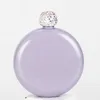 Portable round mini hip flask 304 stainless steel wine kettle crystal cover colorful ladies flagon Glitter Hip Flask