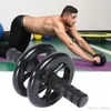 Roller Wheel Fitnessapparatuur Fitness Spiertraining Workout Dubbele buikspieroefening krachtapparatuur GYM met mat buik geel gr1767737