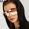 2020 mode Übergroßen Sonnenbrille Frauen Großen Rahmen Marke Designer Randlose Sonnenbrille Shades Für Frauen Vintage lunette de soleil251i