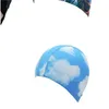 Nylon Swimming Cap Bloem Patroon Afdrukken Effen Kleur Douche Hoofddeksel Elastische Geschikte Volwassen Waterproofing Hat Mode 0 9DM G2