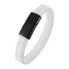 2020 Fashion Men Bracelet&Bangles White Braided Leather Bracelet Trendy Steel Clasp Male female Jewelry Gift BB0006