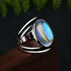 Retro imitieren Mondstein-Ring, einfacher Diamant-Wickelring, Damenringe, Band, Modeschmuck, Geschenk, wird und sandiges Drop-Ship