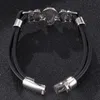 Personalidade jóias de aço inoxidável pulseira de couro preto masculino fecho magnético punk masculino pulseira presentes pd047618293679