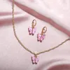 Vlinder ketting oorbellen sieraden set gouden ketens acryl hanger kettingen oorringen vrouwen mode wil en zandig