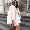 Fashion Real Fox Fur Coats z prawdziwą skórzaną owczej skóry Hurtownia Natural Fox Fur Kurtka Znosić Luksusowe kobiety 2020 Zimowy Nowy T200910