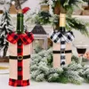 Decorazioni natalizie Campane di lino Risvolto Portabottiglie di vino Set di champagne rosso Forniture festive