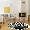 Kissen Runder 3D-Vortex-Teppich, Schwarz-Weiß-Stereo-Vision-Matte, rutschfester Illusionsteppich, Wohnzimmer-Fußmatte, Tischsofa, Druck-Illusionspad