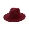 Wide Brim Simple Top Hat Panama Solid Färg Felt Fedoras Hat för Män Kvinnor Konstgjord Ullblandning Jazz Cap