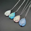 Copper wire winding Water drop tree of life necklace Color changing ripple Power Stone Necklaces hip hop jewelry