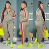 New Plus Size 3X 4Xl Women Fall Winter Bigger Clothing Two Piece Set Solid Color Outfits Long Sleeve Jacket+Pants Casual Tracksuits 3826