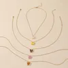 5pcs / set Butterfly Pendant Collier Femmes Insectes Chaîne multicouche pour les bijoux de mode de fête cadeau