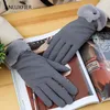 Five Fingers Gloves H9921 Glove Women Autumn Winter Warm Thermal Thickened Luvas Wind-proof Cold-proof Driving Simple Touch Screen Student H