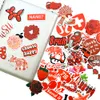 3Sets 150PCS Rode Kleine Verse Helmstickers Mobiele Telefoon Waterbeker Computer Notebook Waterdichte Graffitistickers