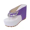 nuove donne di moda estate zeppe piattaforma scarpe sandali viola neri per le signore donne bling diapositive infradito scarpe r1my v9am Z4WX #