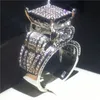 Anelli di cluster deluxe promessa anello 925 argento sterling sterling pave impostazione cz banda di fidanzamento per donne uomini gioielli da sposa regalo
