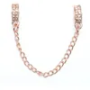 Charm Bracelets Buipoey Fashion Rose Gold Daisy Pattern Shiny Zircon Safety Chain Fit 3mm Snake Beads Bracelet Bangle Jewelry Gift238U