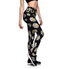 Trening legginsy Slim Butterfly Daisy Leaf cytrynowe cyfrowe nadruk legginsy kobiety sportowe spodnie mody fitness dla kobiet