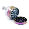 Bottle Shape Cigarette Mill Removable Rainbow 63mm Round Herb Grinders Metal Transparent Handle Grinder High Quality 16mt G2