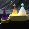 Handmade Resin Art Wood LED Light Dispaly Base Crystal Glass Resin Art Ornament Wooden Night Lighted Base Stand Crafts1951