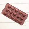 15 개 홀 하트 모양 초콜릿 금형 DIY 실리콘 케이크 장식 금형 젤리 아이스 베이킹 금형 사랑의 선물 초콜릿 금형 HHB1709