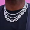 2020 hiphop glacé bling 5A baguette cz broche de verrouillage collier de chaîne à maillons cubains pour femmes hommes mode ras du cou bijoux cadeau entier7561150