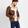 Chaquetas informales de cuero PU para hombre, abrigo cálido con forro de piel con cremallera y solapa para motocicleta, prendas de vestir, abrigos de PU de manga larga, chaquetas 2020