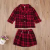 Children039S Clothing Spring Autumn New Litter Girls Plaid Coats Jacket Skirt Outfits fashion Kids Red Plaid Printed Skirt Suit7402826