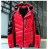 Plumas de cuero brillante de alta calidad Chaqueta de invierno para hombre Chaquetas acolchadas Parka Outwear Impermeable Espesar Cálido Abrigo de cuello alto 5XL 7XL 9XL Chaquetas suaves y cómodas