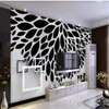 Simple black and white leaf wallpapers three-dimensional square frame art background wall modern wallpaper for living room