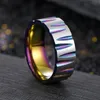 Banda de anillo de incisión de acero inoxidable Anillos de boda de corte de oro negro para hombres Joyería de moda para mujer voluntad y arena