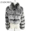 ZADORIN 2020 mode haut court faux renard grande taille col rabattu manteau d'hiver femmes moelleux fourrure veste T200915