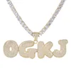 2020 Anpassad namn Bubble Letters Neckor Pendant Charm för män Kvinnor Guld Silverfärg Cubic Zirconia med repkedjiga gåvor5545501