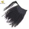 Natuurlijke kleur Kinky Curl Afro Curly Hair Extensions Paarytail Peruviaanse Virginhair Wrap Around Haak Loop 12-30 inch