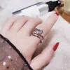 Shinning Zircon Rings for Women Silver Color Multi Layers X Criss Open Ring Justerbara Fashion Jewelry5158129