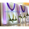 Decoración de la fiesta 3 * 6 M Seda de hielo Blanco Cortinas de telón de fondo de boda con swag plisado púrpura y tela de lentejuelas plateadas para