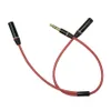 Partihandel - Ny h￶rlurkabel 3,5 mm hane till 2 kvinnlig metallgren Red Audio Cable Splitter Adapter 100 st/parti