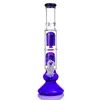 Hookah Blue Beaker Glass Bongs 12.6 inch tall double six arms tree percolator water pipe high quality oil rigs 18.8mm joint