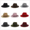 Vrouwen Mannen Wol Vintage Trilby Vilt Fedora-hoed met brede rand Gentleman Elegante Dame Winter Herfst Jazz Caps K20