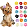 Flower Dog Hair Bows Long Hair Pet Dogs Bows Rubber Band Cat Puppy Hair Clips Pet Grooming Bow Dog Accessories