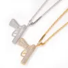 Nowy Retro Sweter Gun Wisiorek Łańcuch Neckalce, Diament Pistolet Wisiorek Moda Męskie Długi Łańcuch Naszyjnik Naszyjnik Hiphop NPT1434